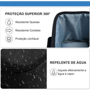 Black HY320 projector storage bag with waterproof, shockproof, and dustproof features and cushioned interior lining.