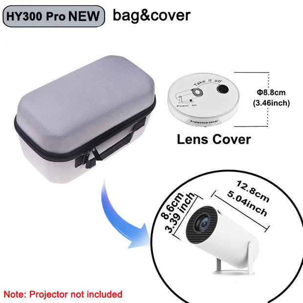 Portable gray storage case travel bag with lens cover for Magcubic HY300 Pro projector protection