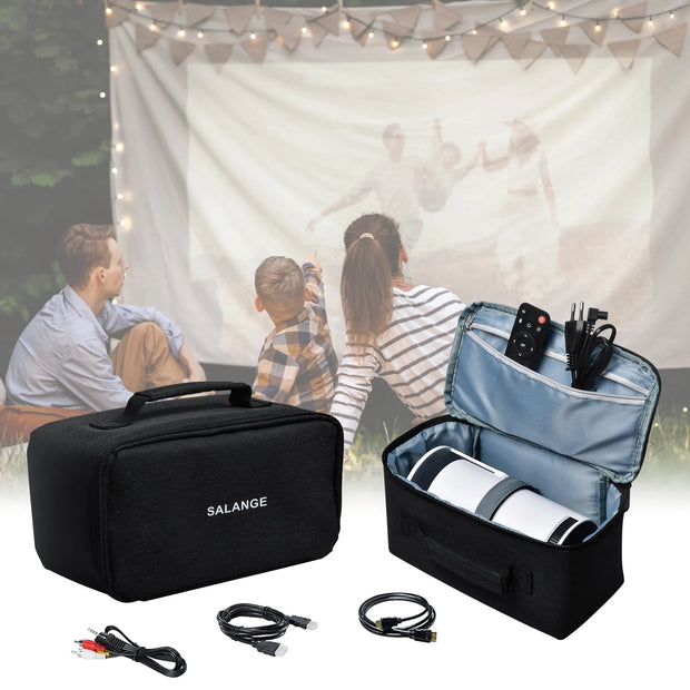 Black HY320 projector storage bag with zipper, portable and shockproof carrying case for HY300 HY320 projectors and accessories.