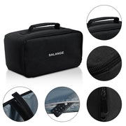 Black HY320 projector storage bag made of durable Oxford cloth and EVA with zipper, handle, and accessory compartments for protection and portability.